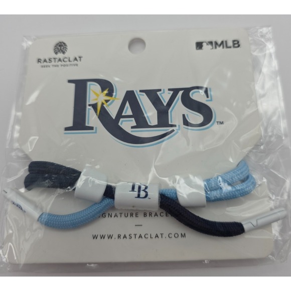 Rastaclat MLB Signature Outfield Bracelet Mens Navy LT Blue Tampa Bay Rays NWT - Picture 1 of 2